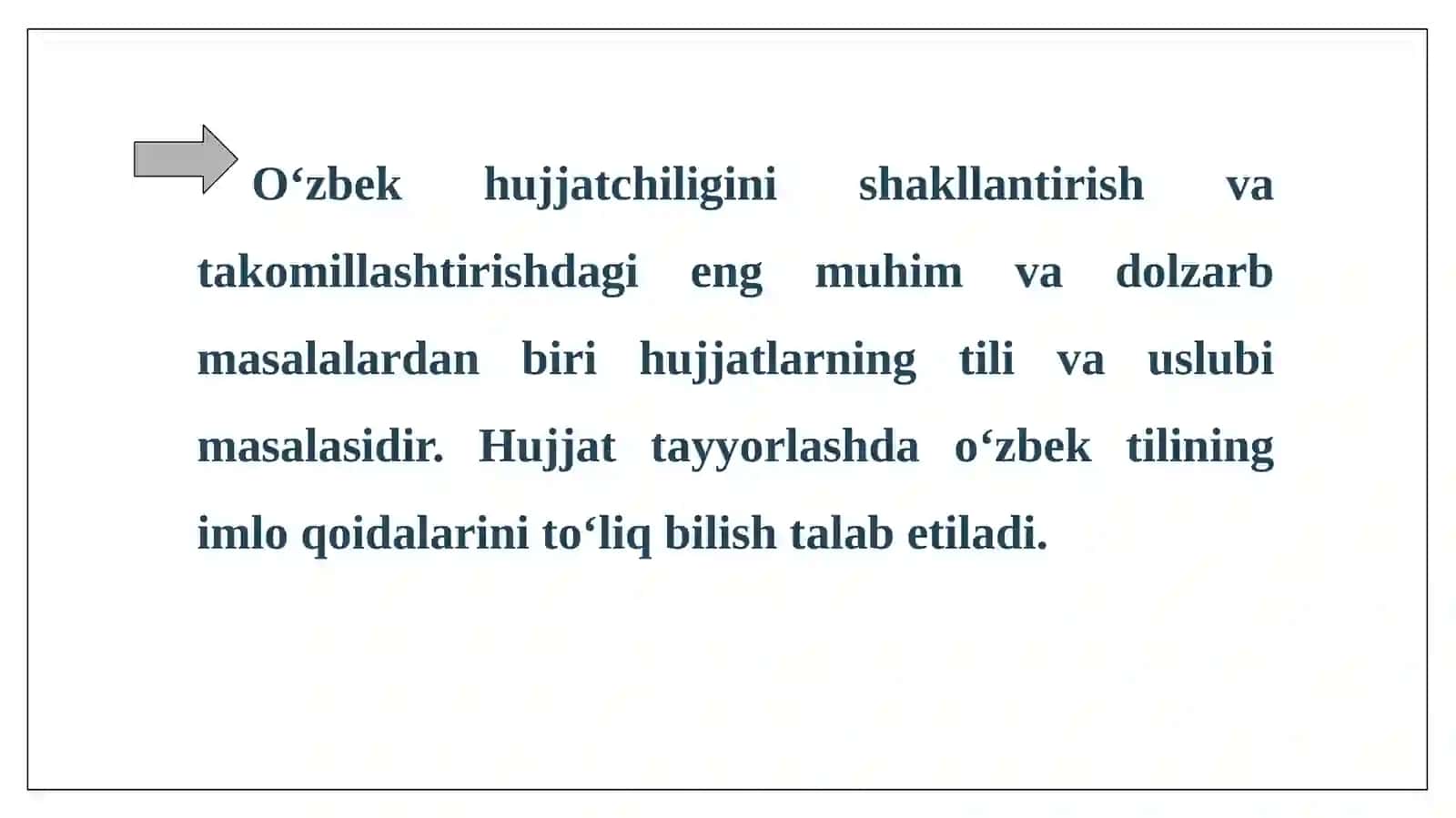 Ish yuritish tili va uslubi. Tashkiliy hujjatlar: guvohnoma, yo‘riqnoma, nizom-ustav 4