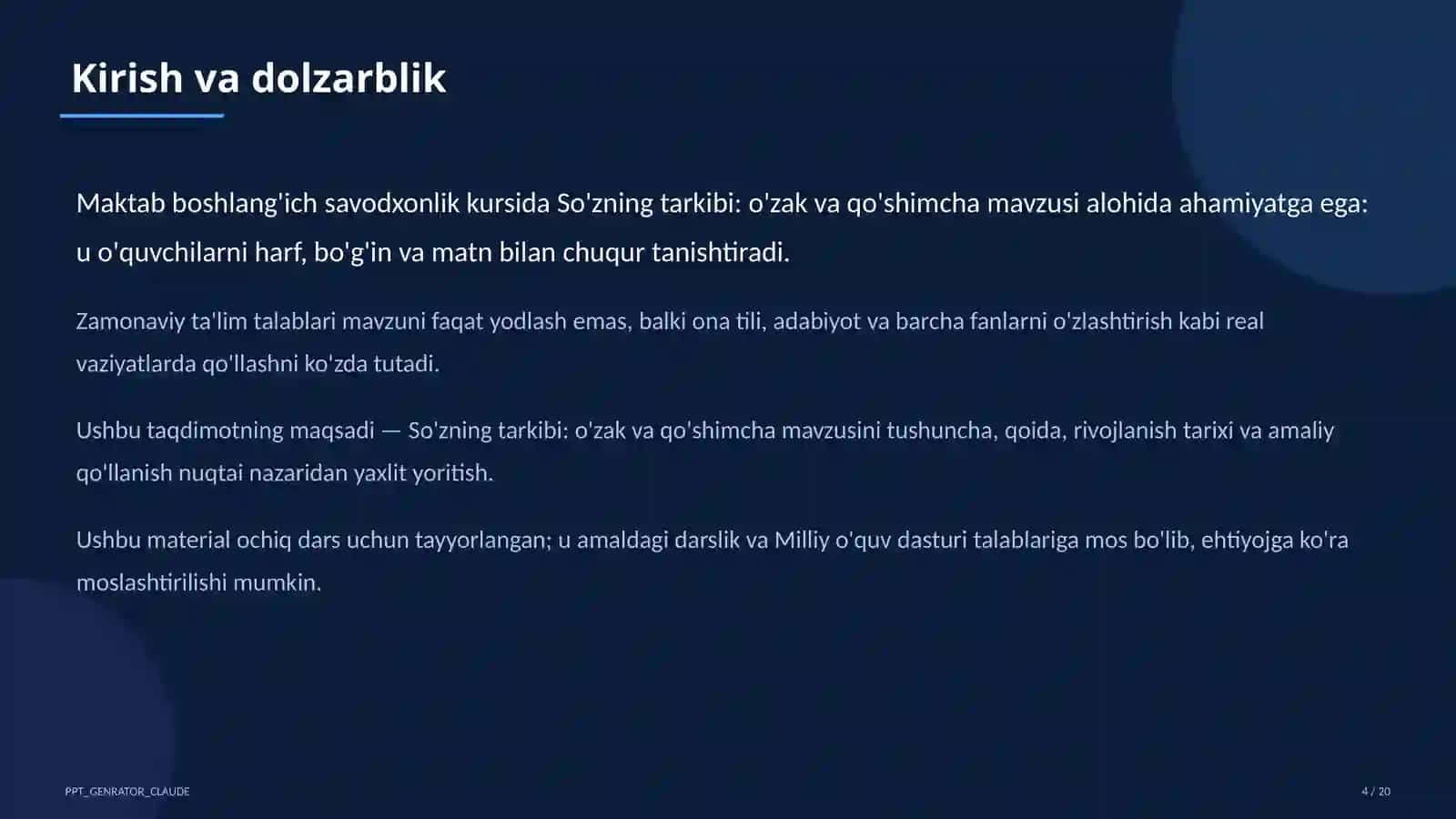 Ta'limiy maqsad: mavzu mohiyati va qoidalarini o'rgatish 4