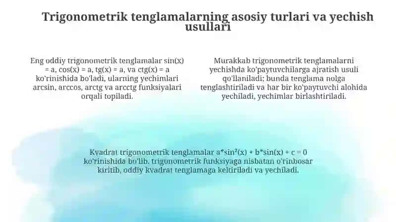 Trigonometriktenglamalarnio`qitishmetodikasi 4