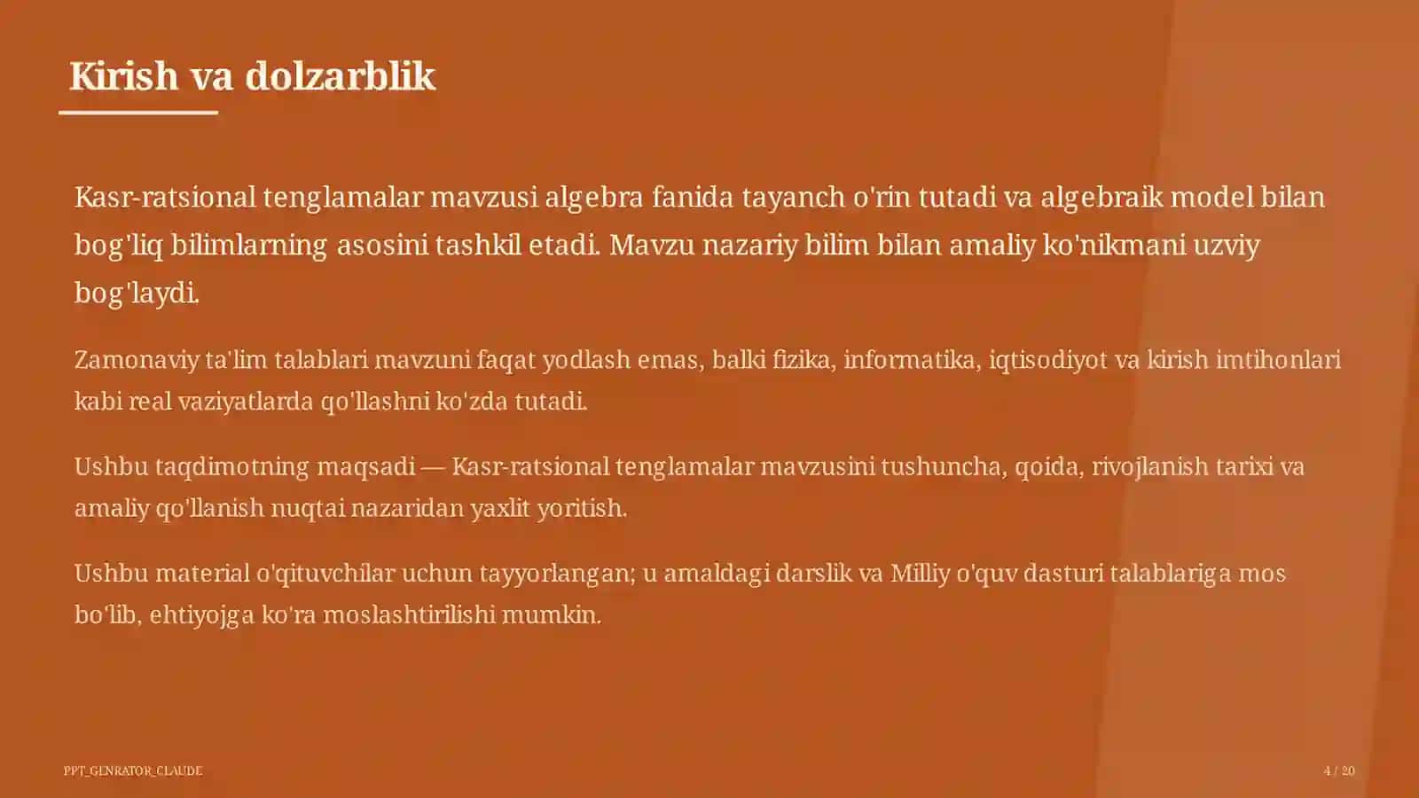 Kasr-ratsional tenglamalar (8-sinf) 4