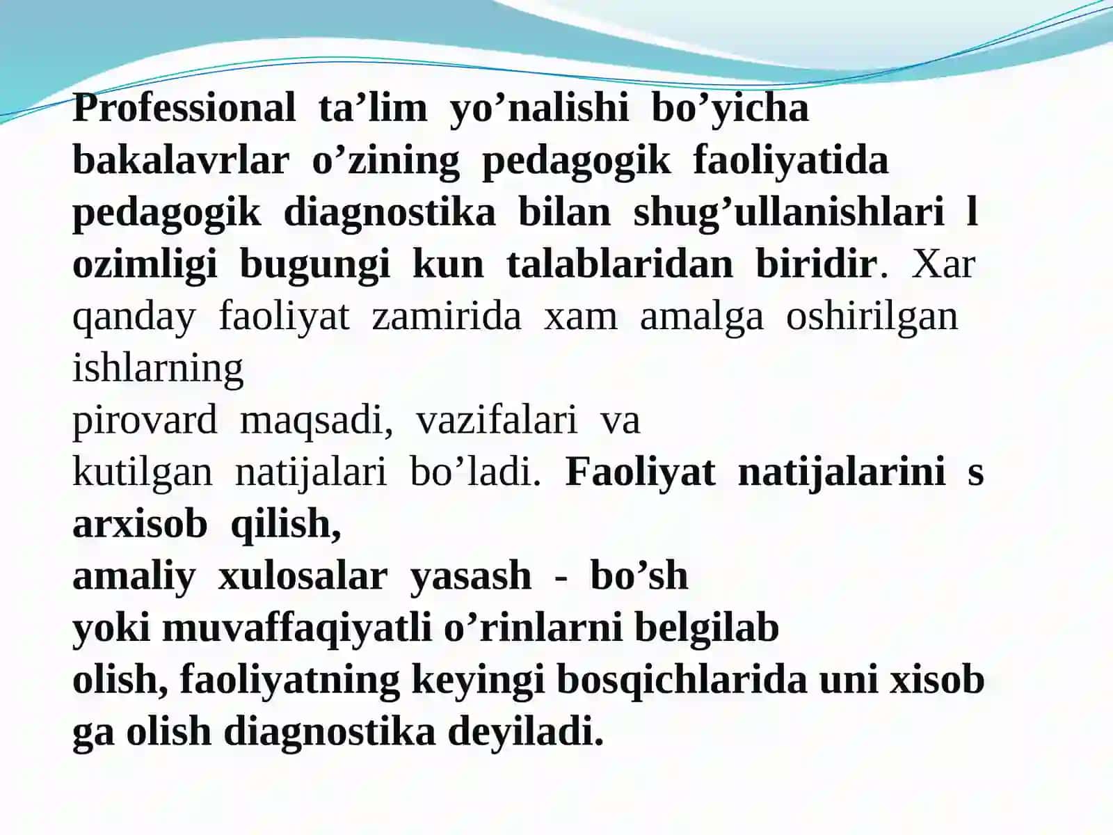 Tarbiyaviy faoliyat diagnostikasi va korreksiyasi pedagogning kasbiy faoliyatining sohasi sifatida 4