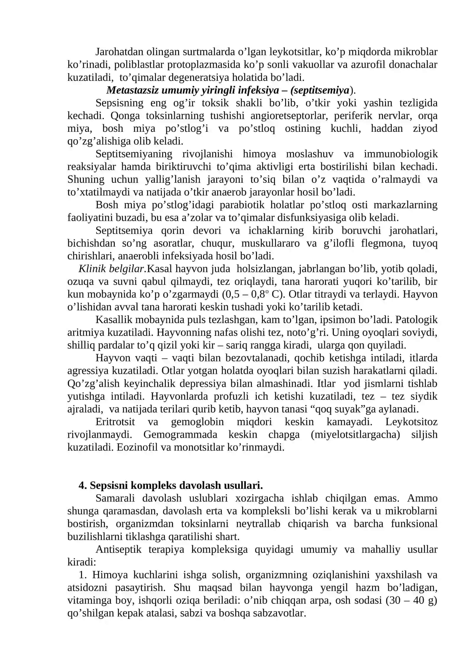 Yiringli – rezorbtiv isitma. Sepsis 4