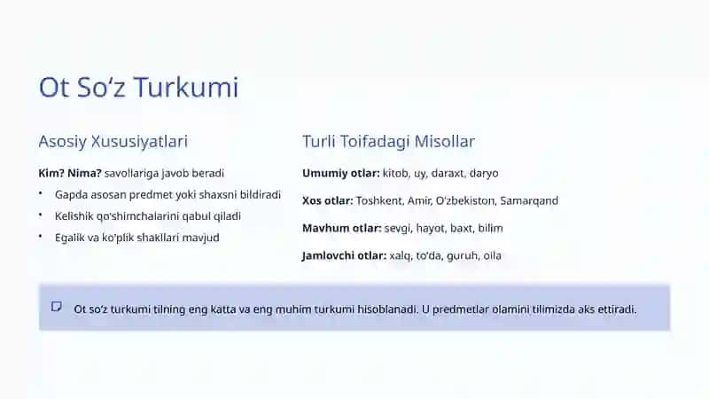 Mustaqil Soʻz Turkumlari: Oʻzbek Tilining Asosiy Qismlari 4