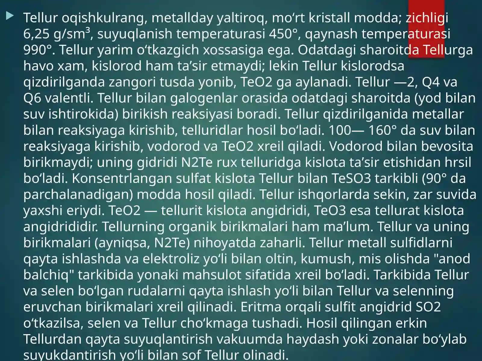 Selenit va tellurit kislotalar 4