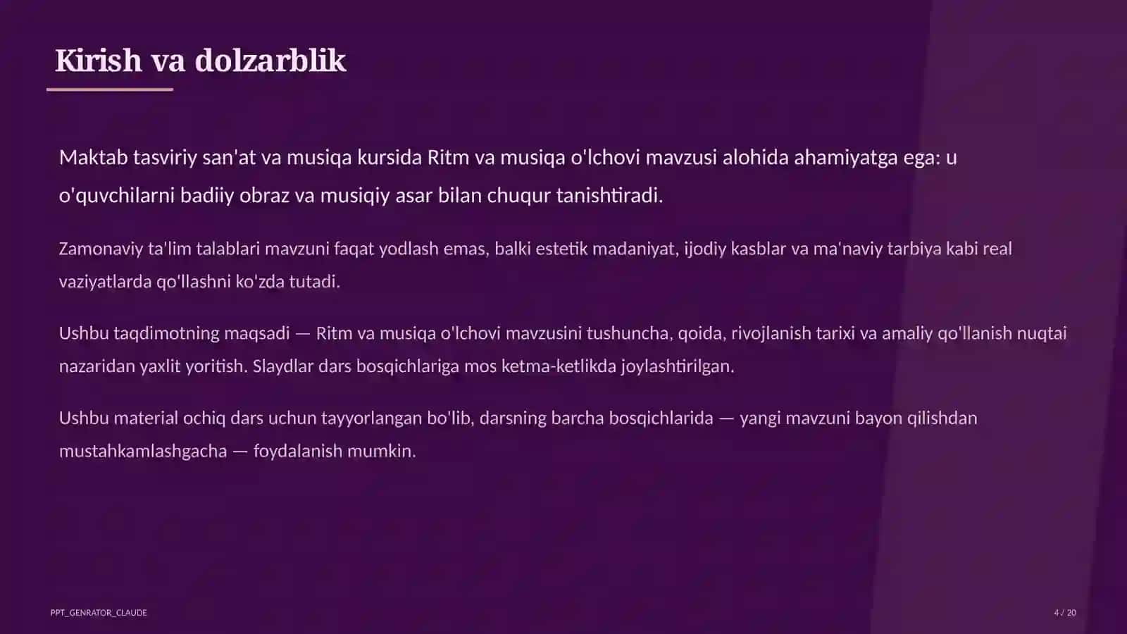 Ritm va musiqa o'lchovi (3-sinf) 4