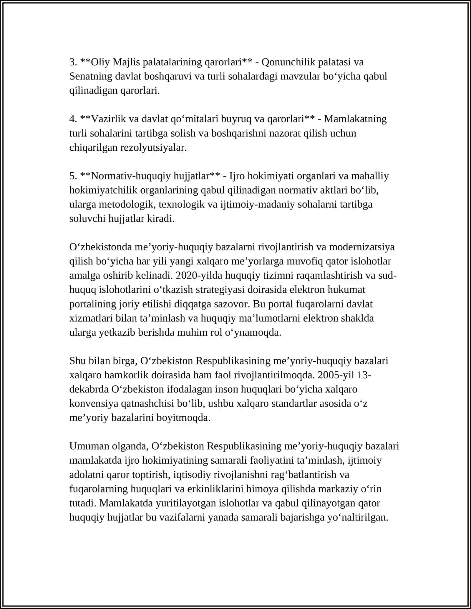 OʻZBEKISTON RESPUBLIKASI MEʼYORIY HUQUQIY BAZALARI PORTALLARI BILAN ISHLASH 4