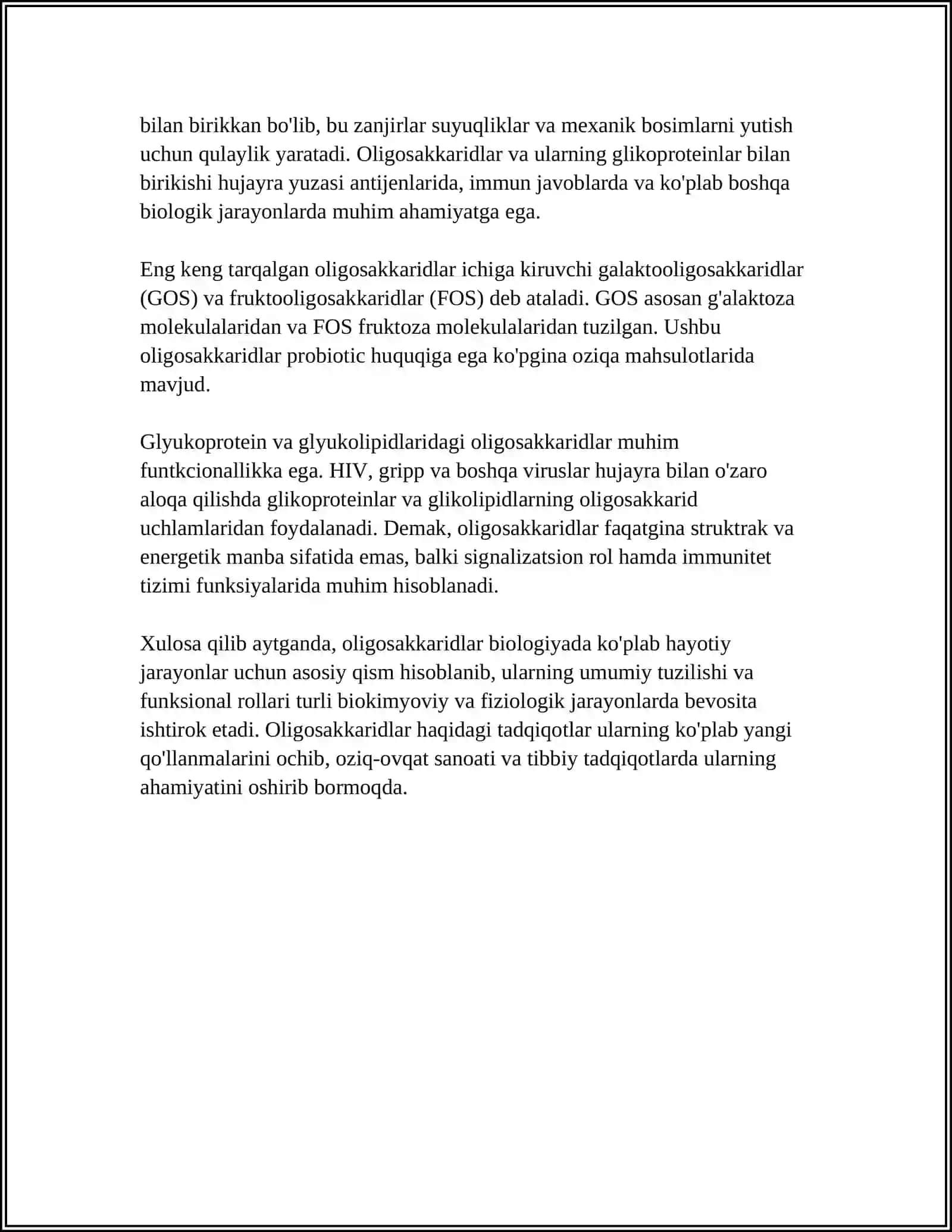 OLIGOSAXARIDLAR, TUZILISHI, TUZILISHINI O’RGANISH USULLARI. O’SIMLIK VA HAYVON OLIGOSAXARIDLARI 4