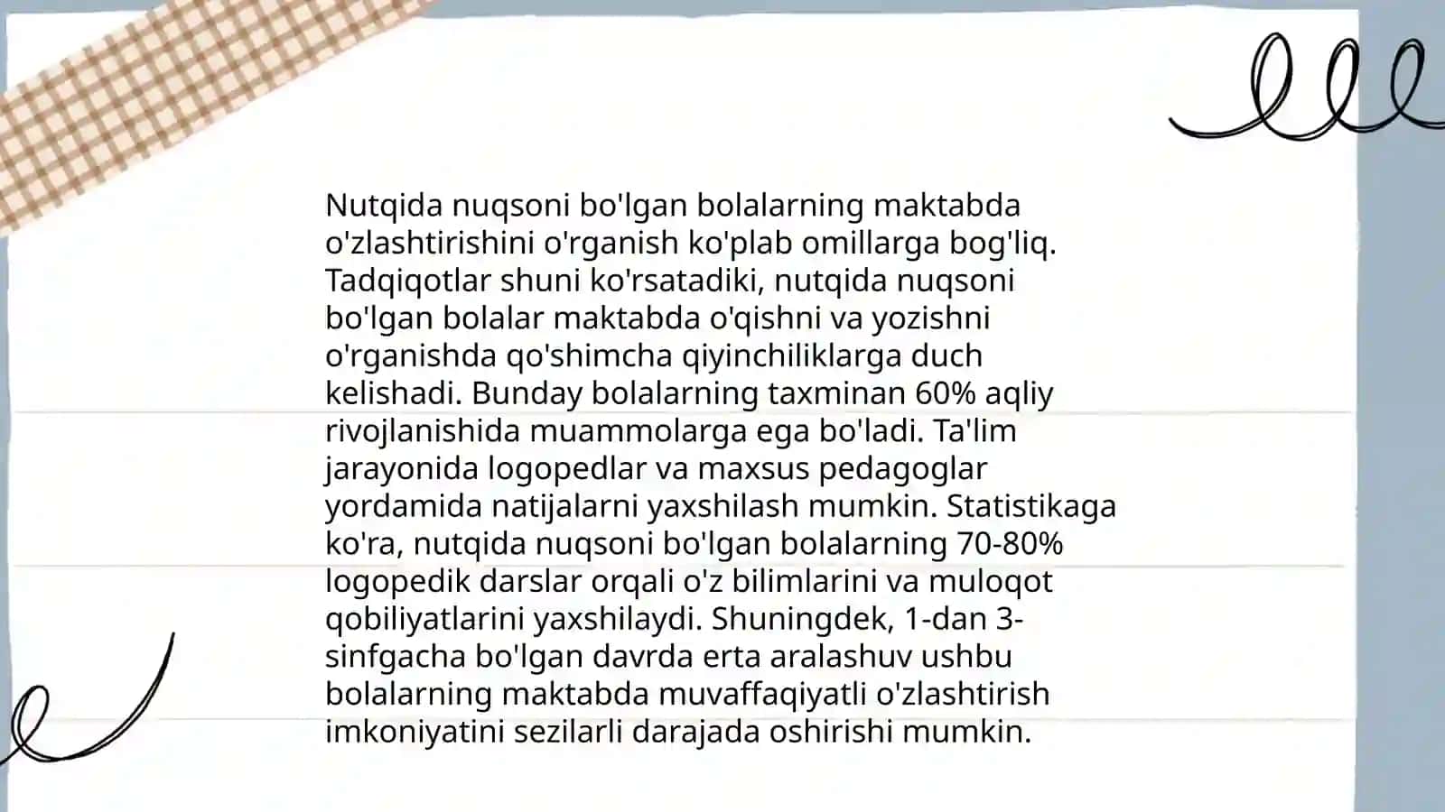 Nutqida nuqsoni bõlgan bolalarning maktab talimga tayyorligini ekspremental tekshirish va tahlil etish. STEAM talim texnologiyasini maktabgacha talimda qõllash bõyicha xorijiy tajriba, integratsion mashg'ulotlarni tashkil etish 4