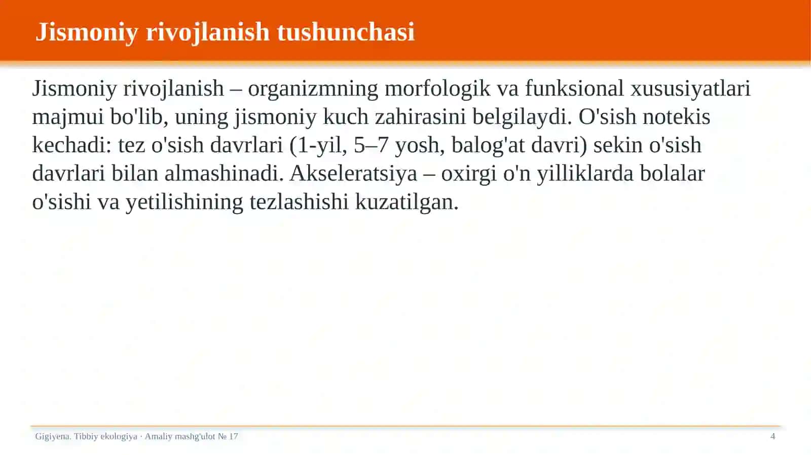 Bolalar va o'smirlar jismoniy rivojlanishini o'rganish usullari 4