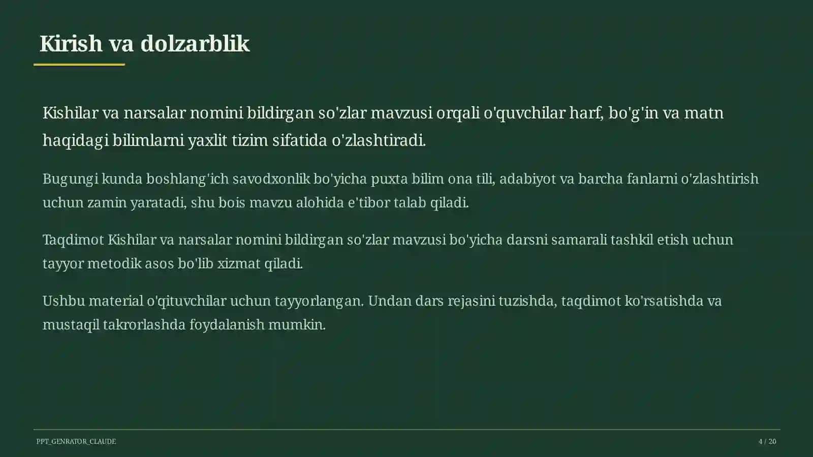 Kishilar va narsalar nomini bildirgan so'zlar (2-sinf) 4