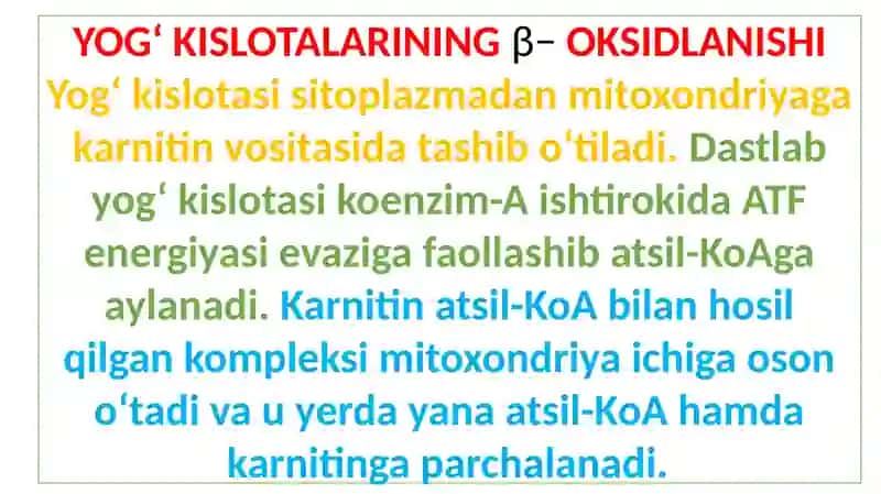 Yog`larning oraliq oksidlanishi 4