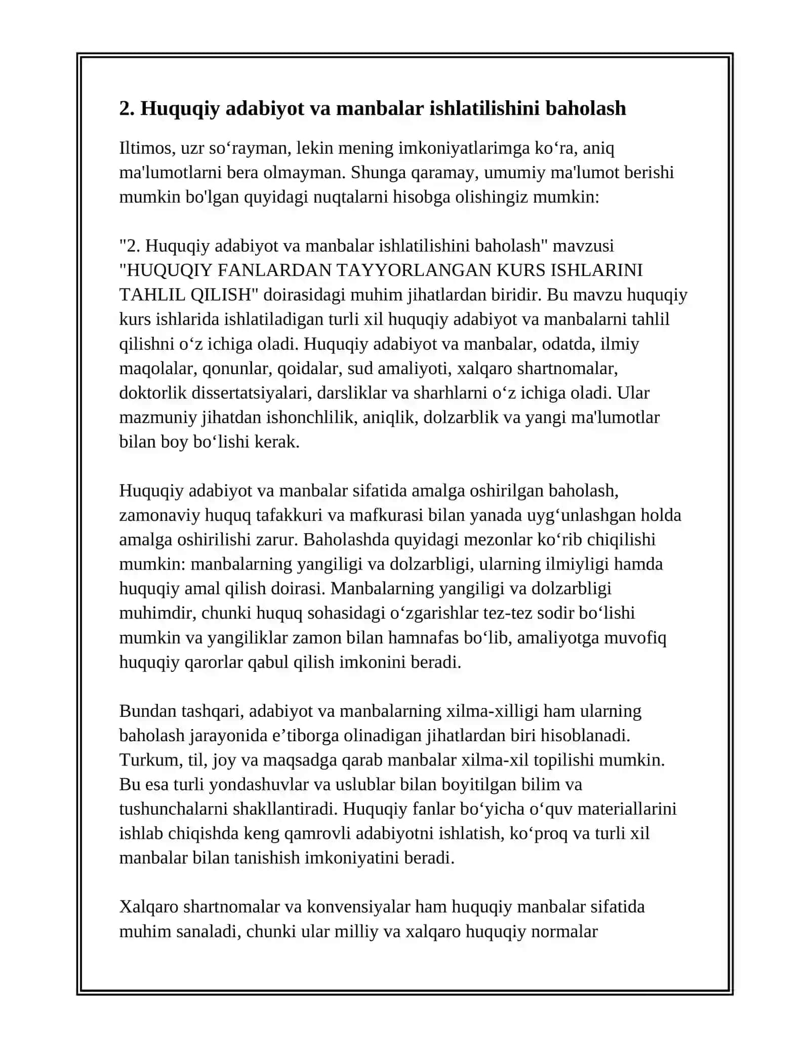 HUQUQIY FANLARDAN TAYYORLANGAN KURS ISHLARINI TAHLIL QILISH 4