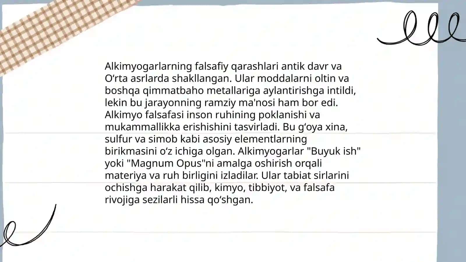 Kimyoning alkimyoga aylanishi. Alkimyolar faoliyatining kimyoning revojlantirishdagi roʻli. Mashxur alkimyogarlar 4