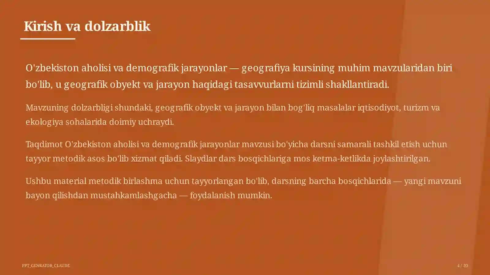O'zbekiston aholisi va demografik jarayonlar (9-sinf) 4