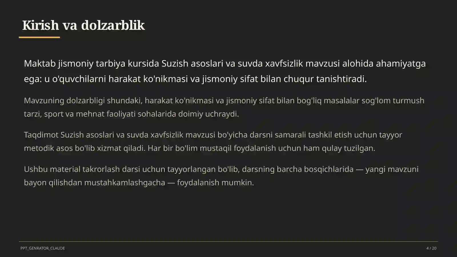 Suzish asoslari va suvda xavfsizlik (6-sinf) 4
