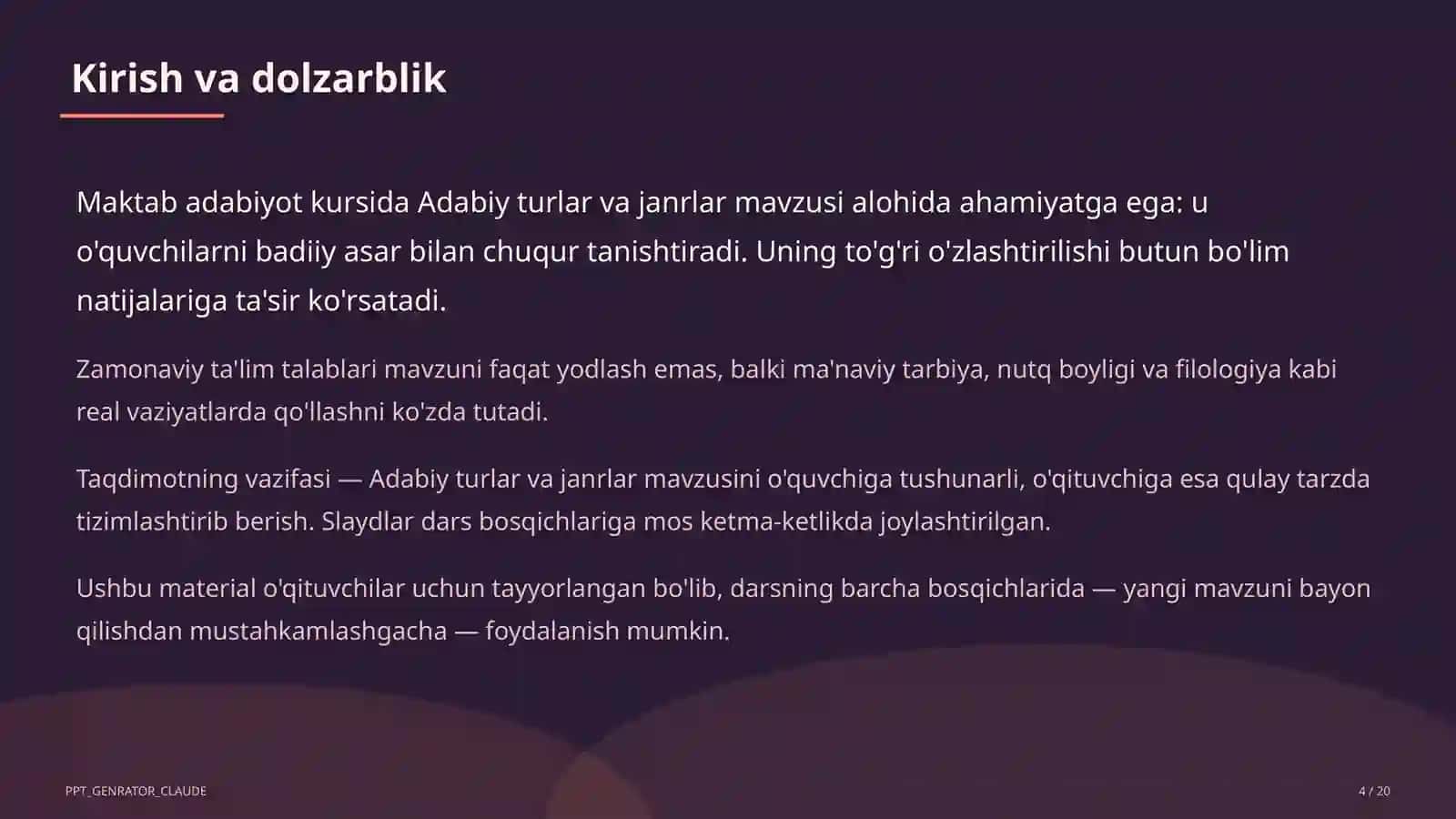 Adabiy turlar va janrlar (10-sinf) 4