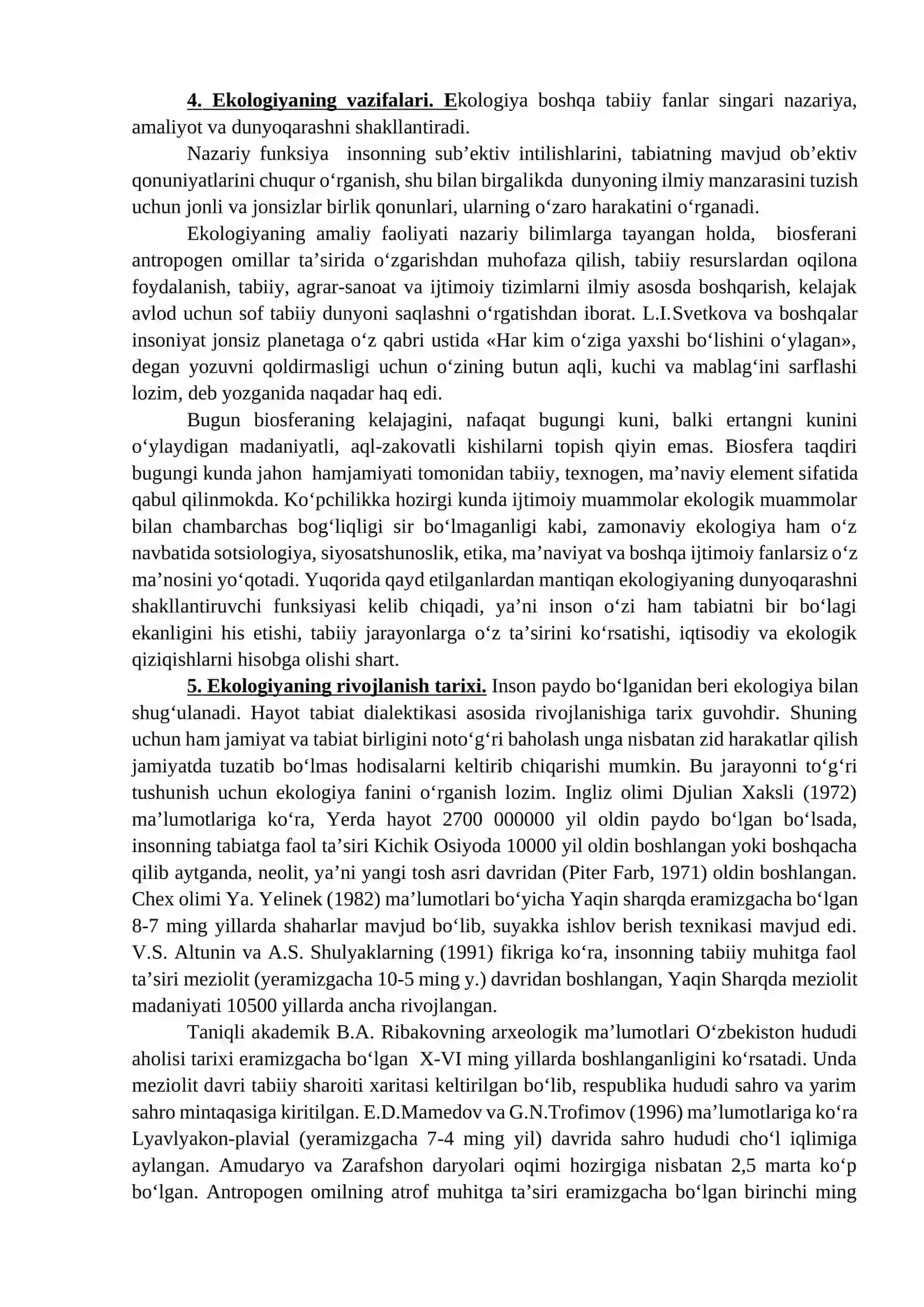 EKOLOGIYA FANI, UNING MAQSAD VA VAZIFALARI 4