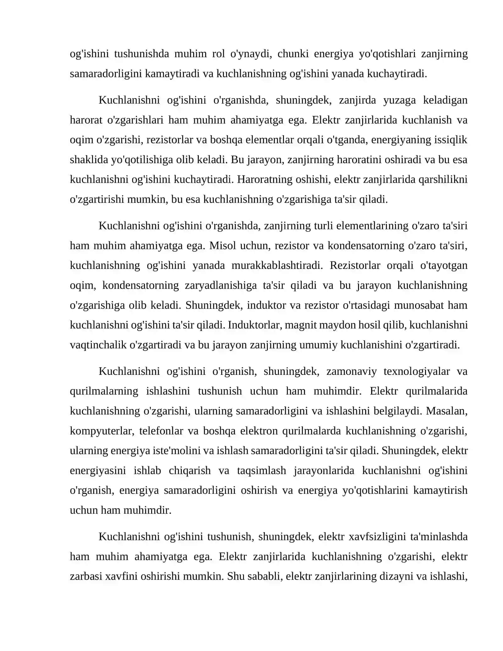 Kuchlanishni og'ishini tadqiq etish. 4