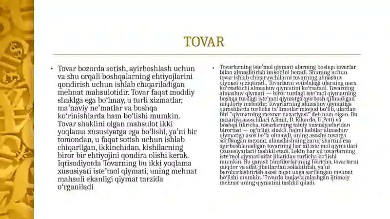 Tovar va uning xususiyatlari 4