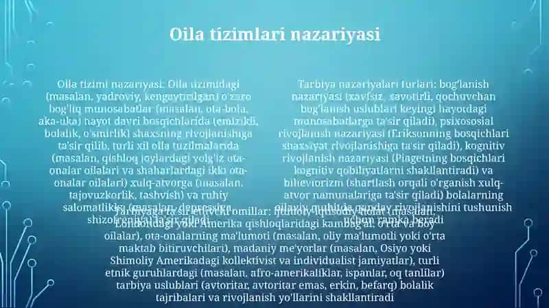 Tarbiyaga ta'sir etuvchi omillar tarbiya nazariyasi va turlari 4