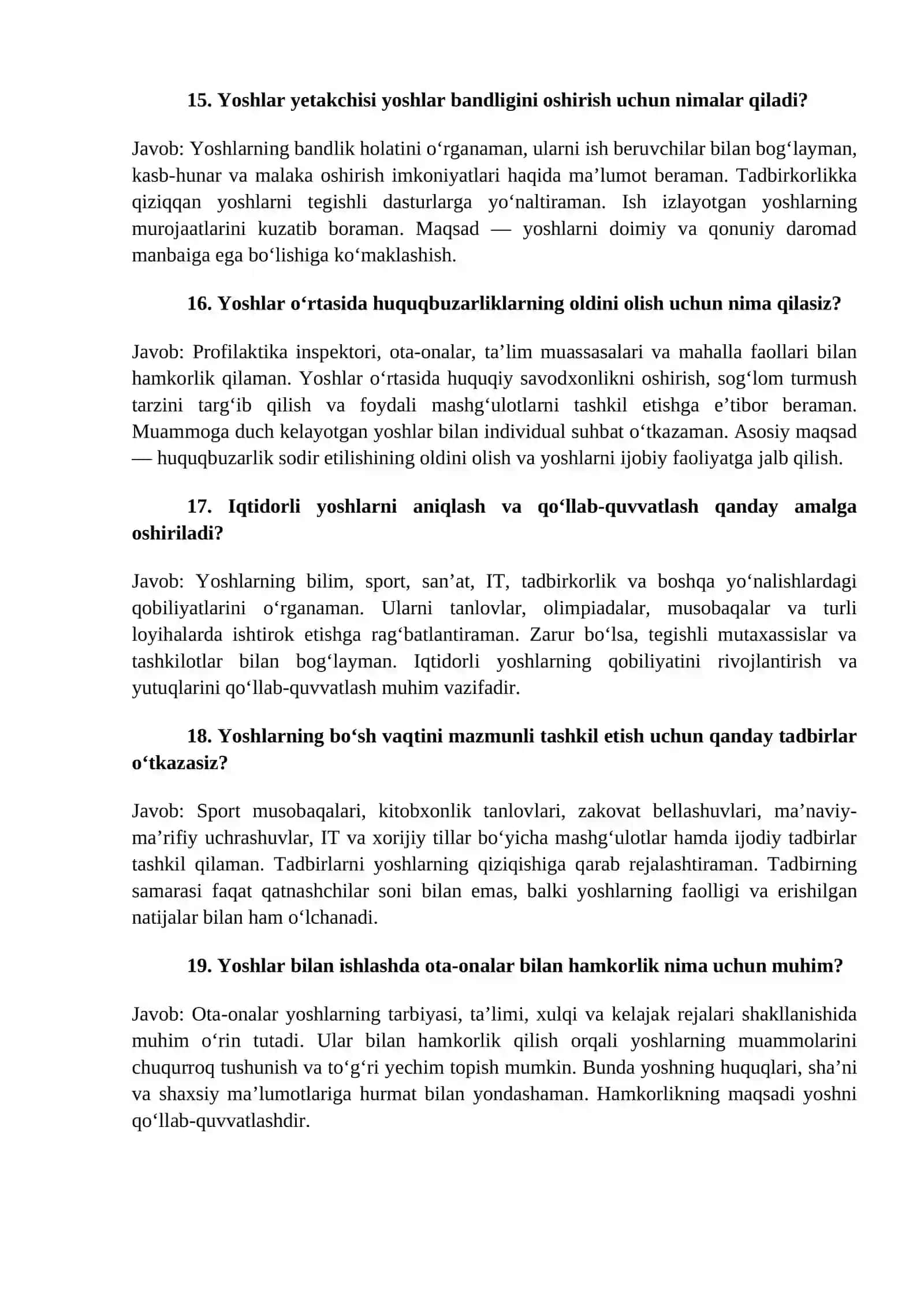 ARGOS 2026-YIL MAHALLA YOSHLAR YETAKCHISI SUHBAT SAVOLLARI VA JAVOBLARI 4