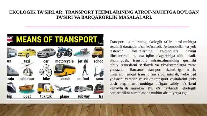 Transport tizimlarining evolutsiyasi 4