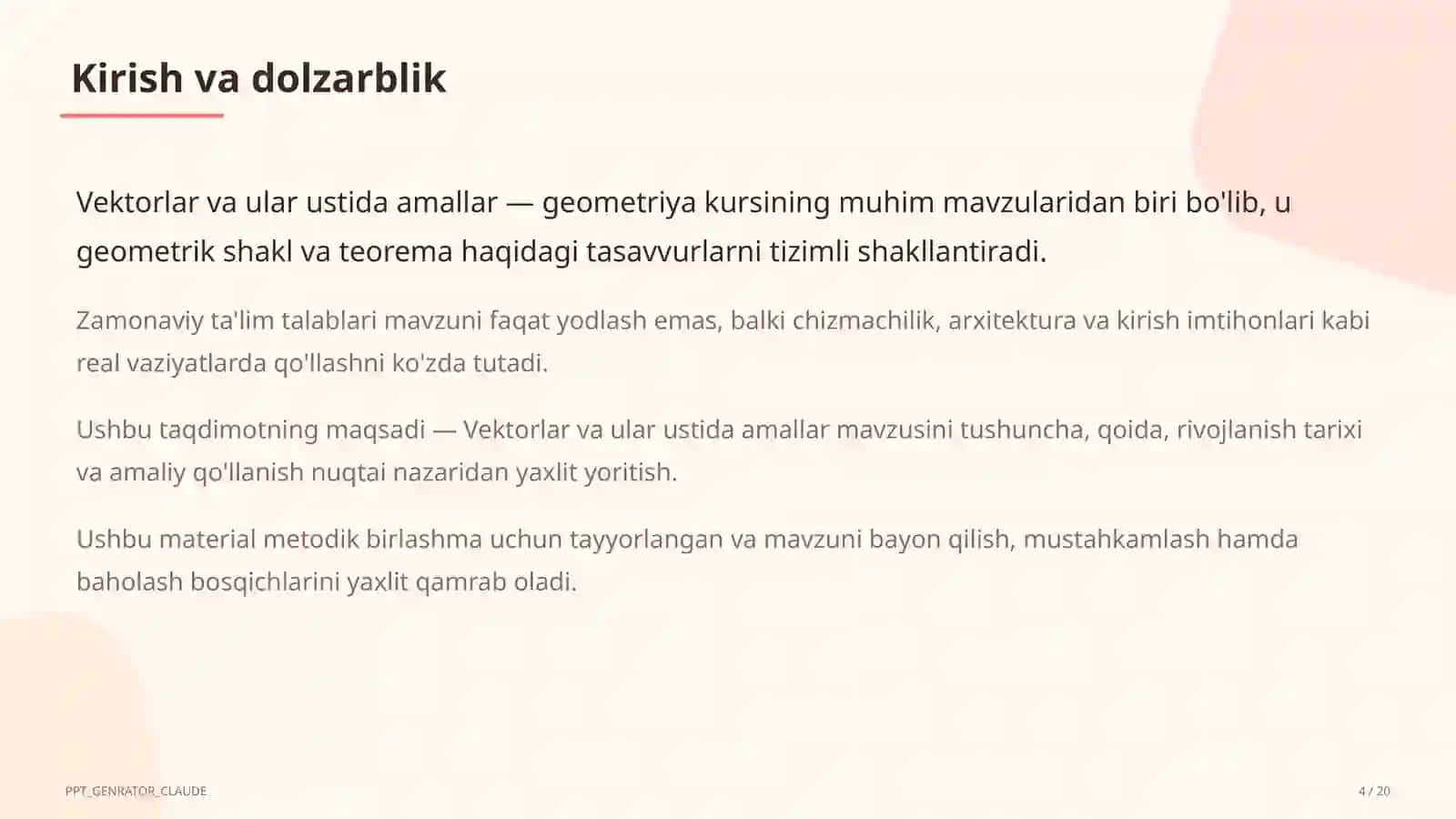 Vektorlar va ular ustida amallar (9-sinf) 4