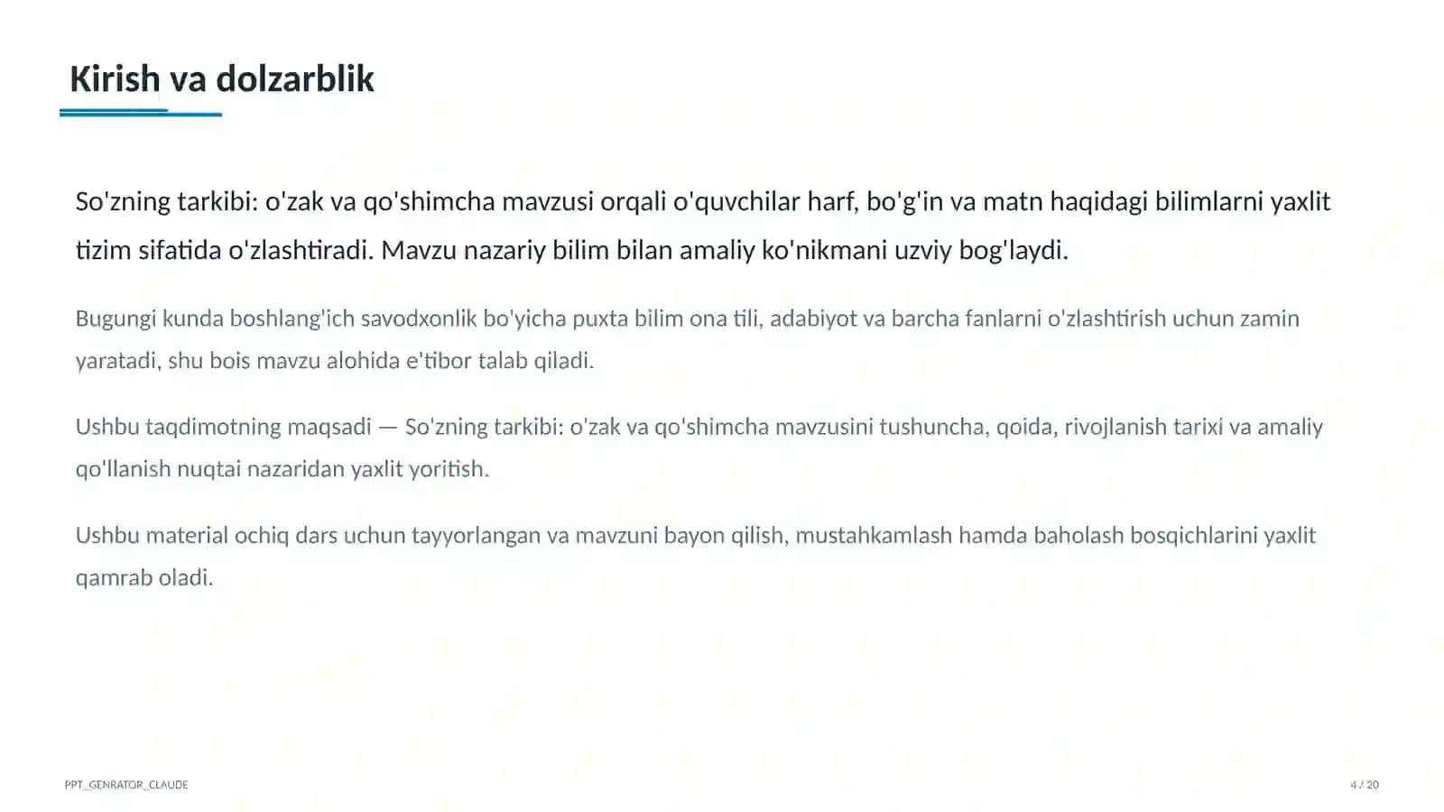 Dars rejasi 4