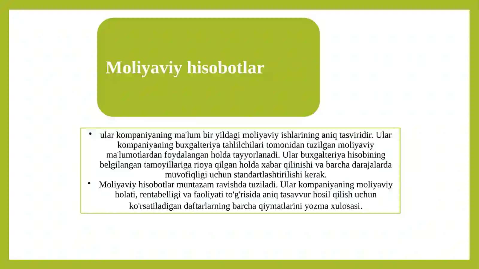 MOLIYA FANIDAN TAYYORLAGAN TAQDIMOTI 4