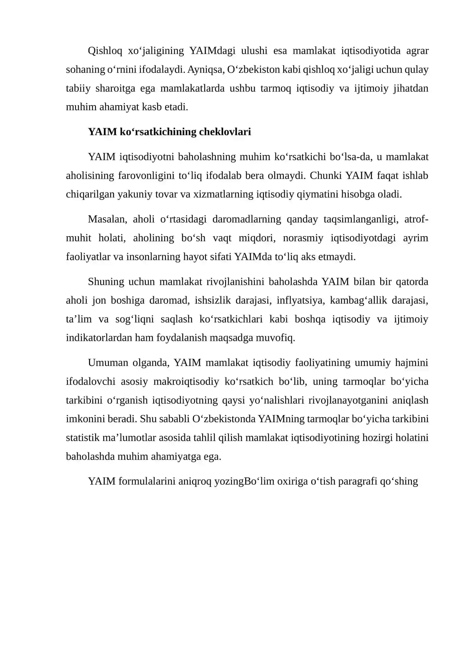 O‘ZBEKISTONDA YALPI ICHKI MAHSULOTNING TARMOQLAR BO‘YICHA TARKIBINI STATISTIK MA’LUMOTLAR ASOSIDA TASHKIL QILISH 4