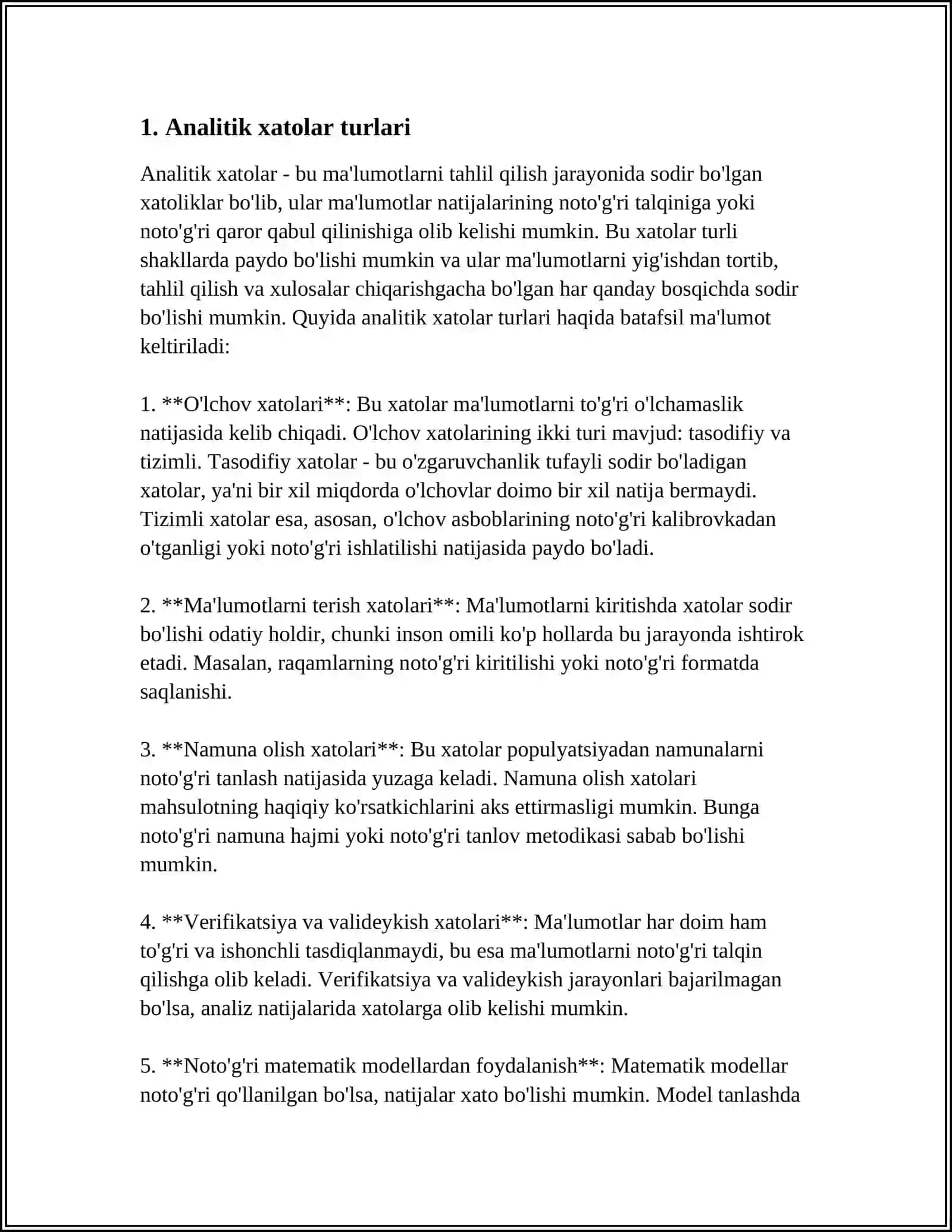 ANALITIK XATOLAR VA ULARNING INSTRUMENTAL TAHLI USULLARIDAGI TA’SIRI 4