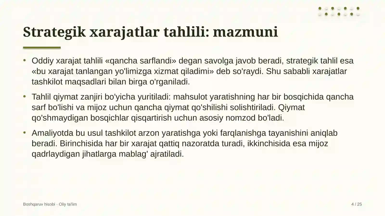sanoat qurilishida strategik xarajatlar tahlilini o'tkazish 6624 4