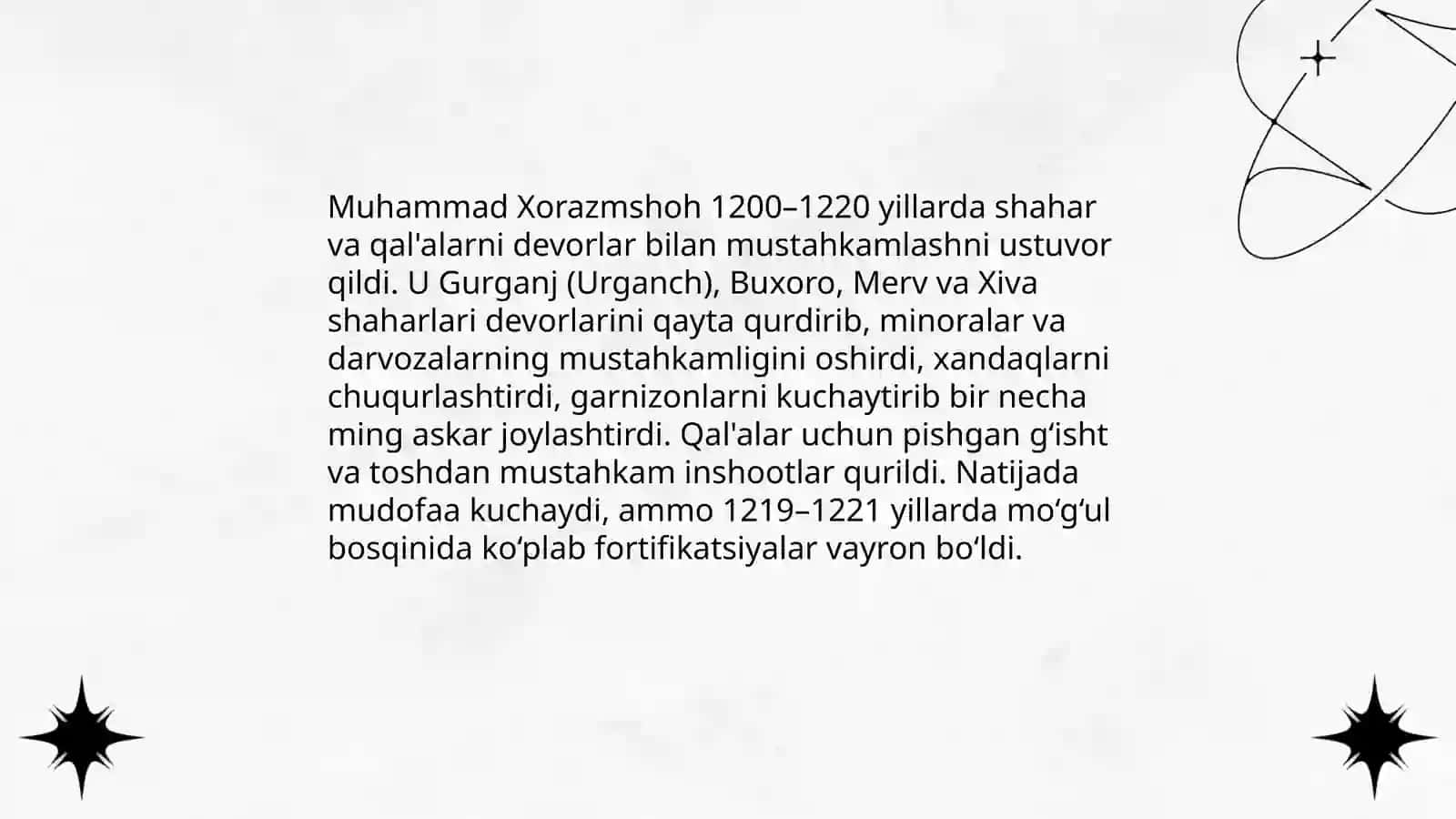 Muhammad Xorazmshohning mamlakat mudofasiga oid tadbirlari va buning oqibati 4