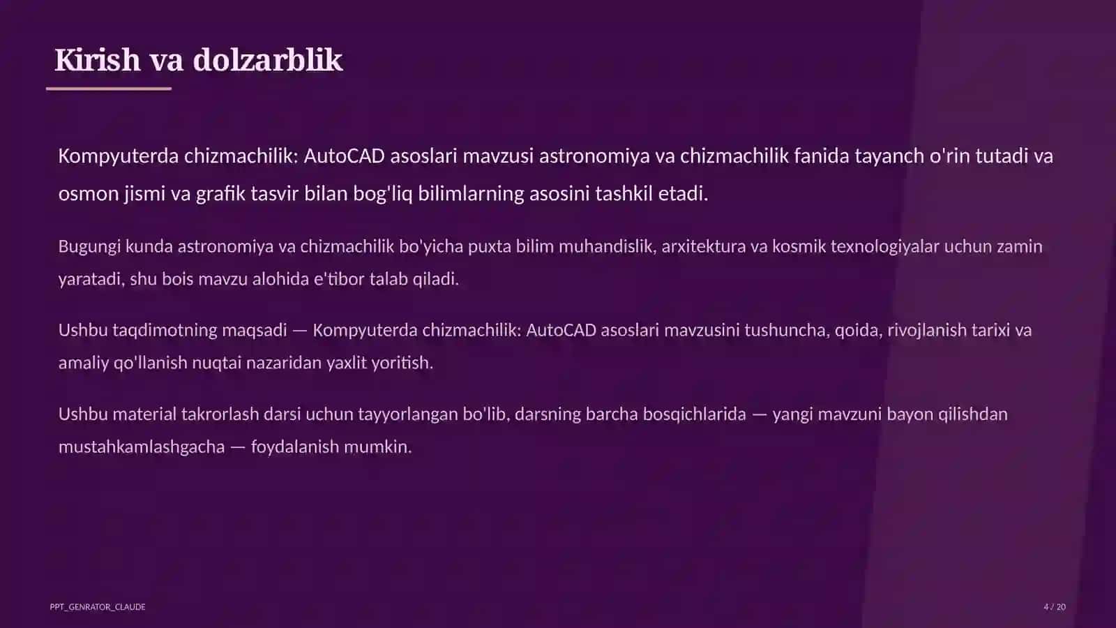 Kompyuterda chizmachilik: AutoCAD asoslari (9-sinf) 4