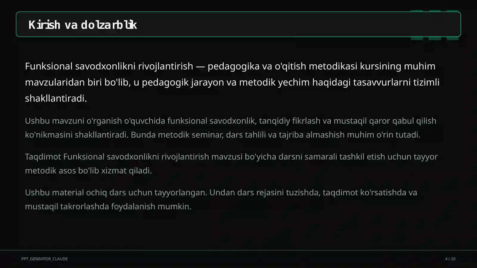 Funksional savodxonlikni rivojlantirish 4