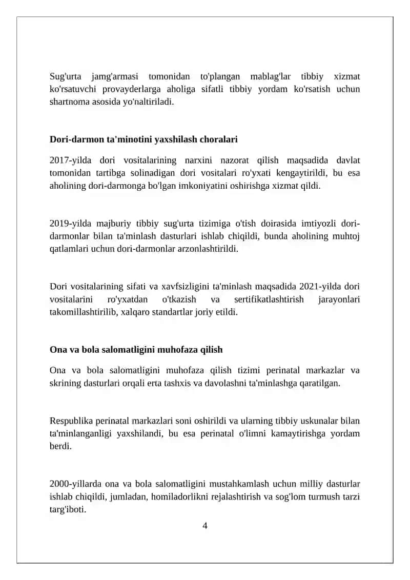 Mustaqillik yillarida sog'liqni saqlash tizimi islohotlari 4