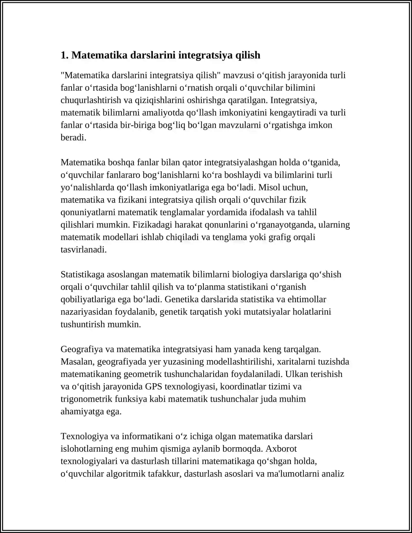 Matematika darslarini integratsiya qilish 4