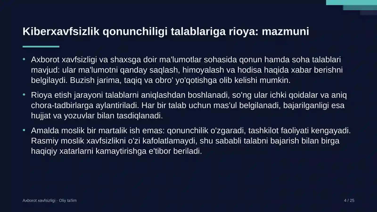 Madaniy meros obyektlarida kiberxavfsizlik bo'yicha qonunchilik talablariga rioya etish 4