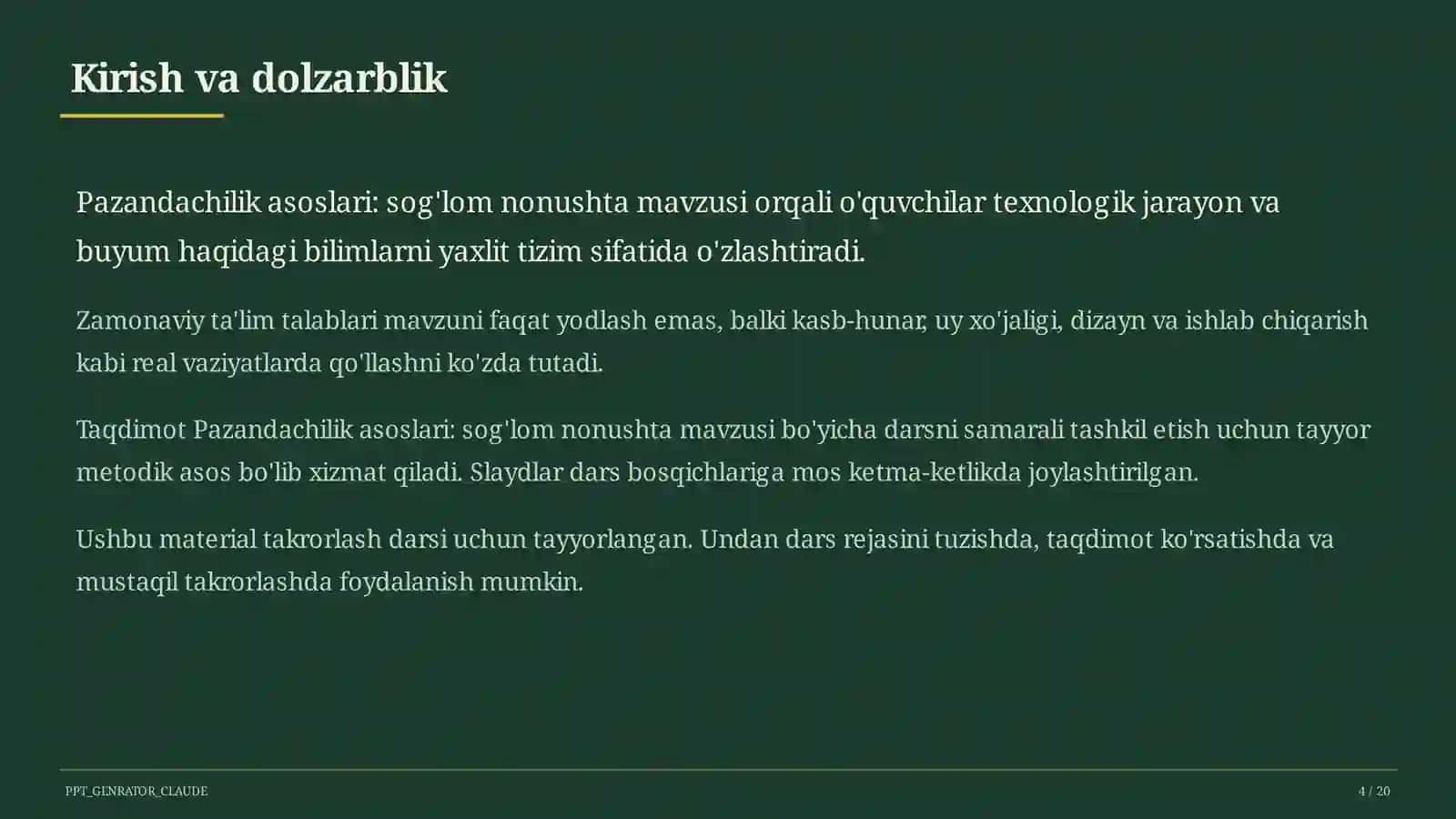 Pazandachilik asoslari: sog'lom nonushta (5-sinf) 4