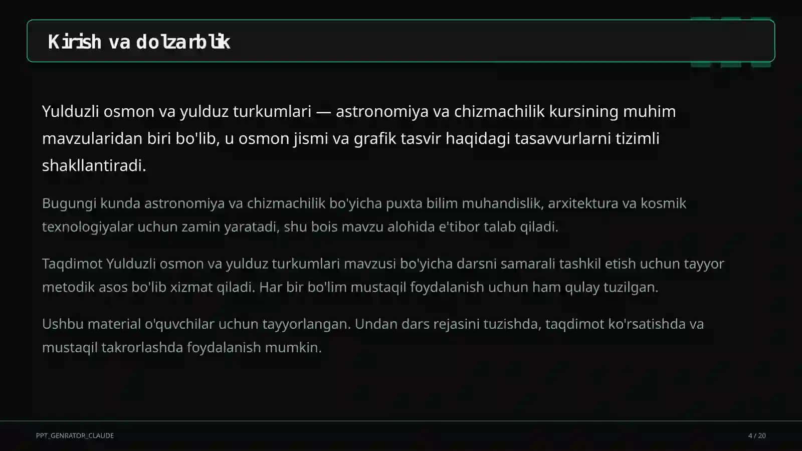 Yulduzli osmon va yulduz turkumlari (8-sinf) 4