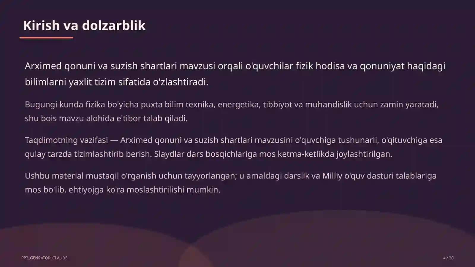 Arximed qonuni va suzish shartlari (7-sinf) 4