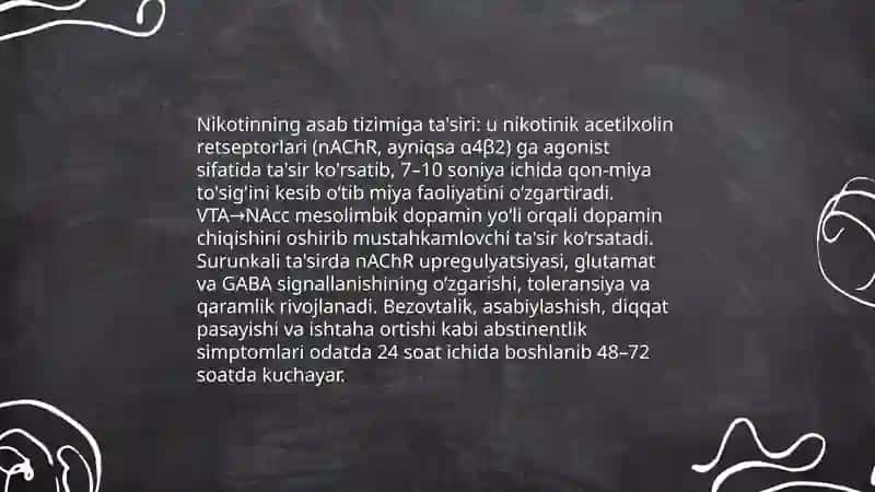 Narkotik va tamaki maxsulotlarining organizmga tasiri. Patofiziologiyasi 4