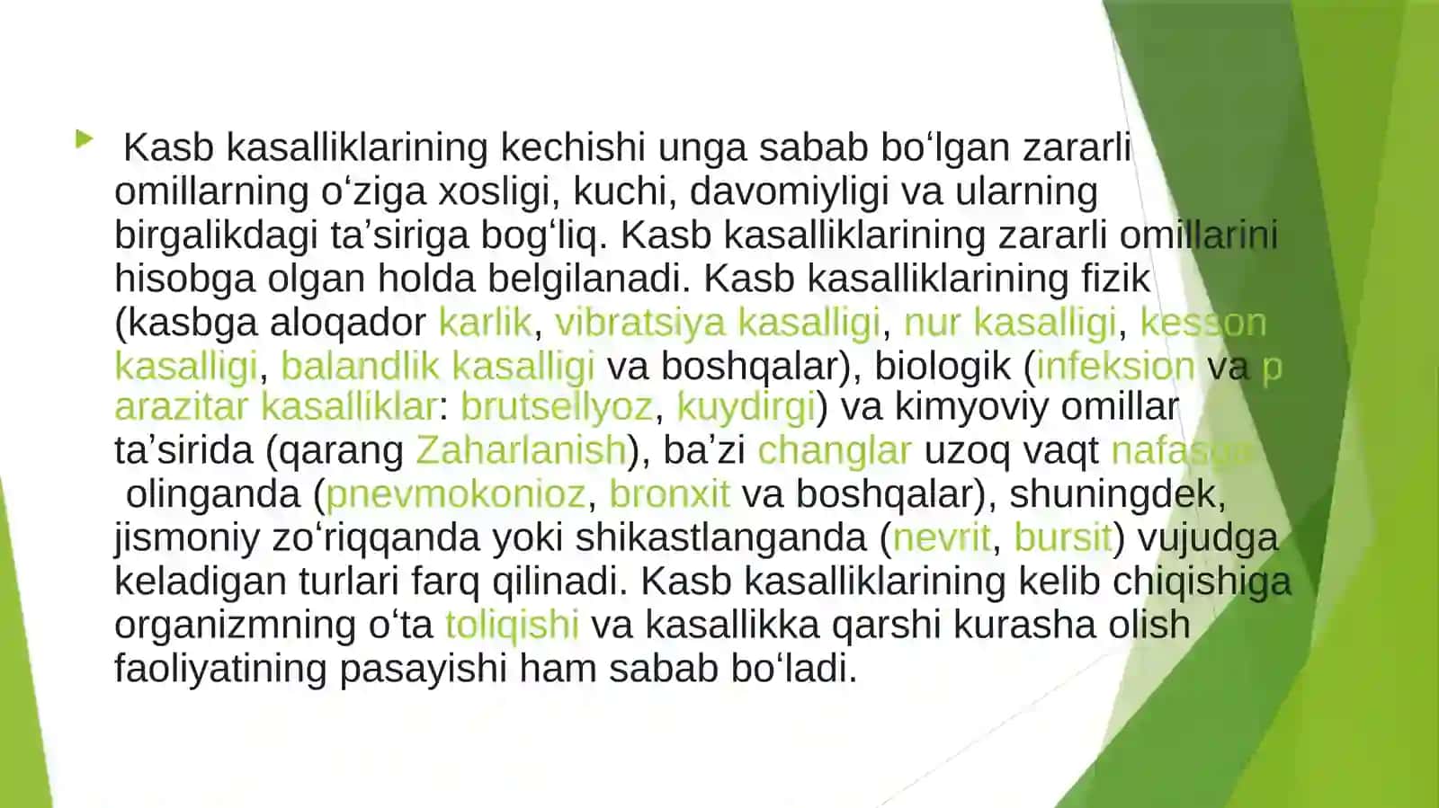 Kasbkasalliklarining etiologic omillari, umumiy diagnostic prinsiplari va oldini olish chora-tadbirlari 4