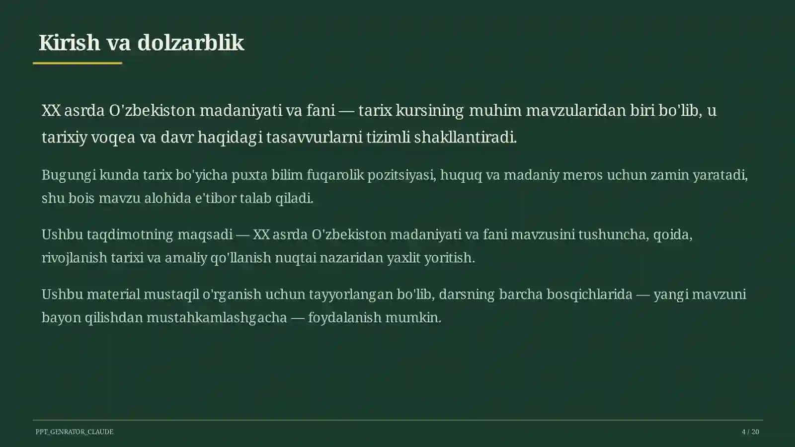 O'zbekiston madaniyati va fani (10-sinf) 4