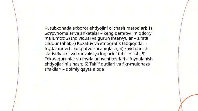 Oʻlchashlarning kutubxona axborot faoliyatidagi ahamiyati 4