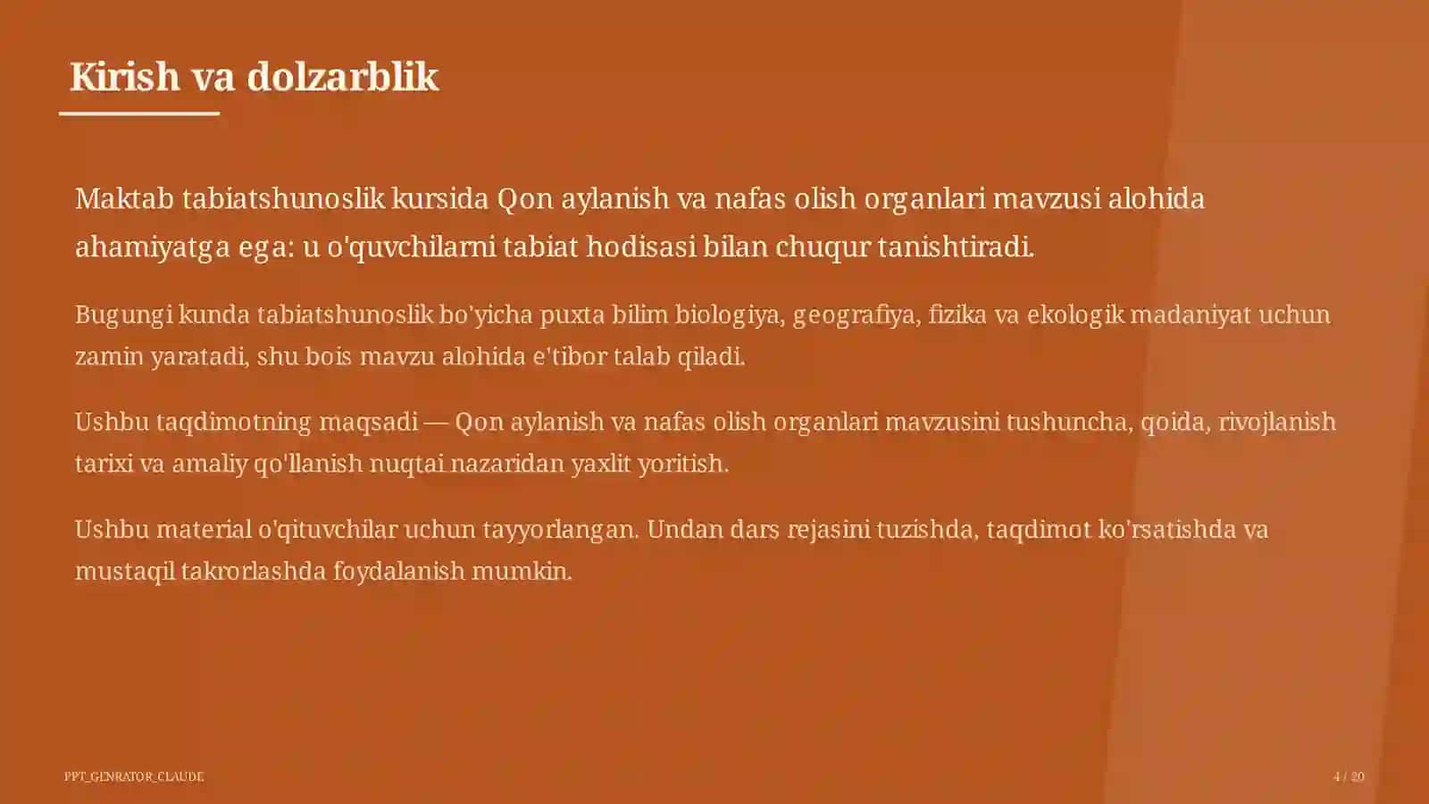 Qon aylanish va nafas olish organlari (4-sinf) 4