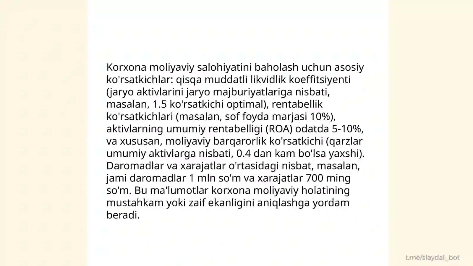 Korxonalar iqtisodiy salohiyati: ko'rsatkichlar tizimi va samaradorligini tahlili 4