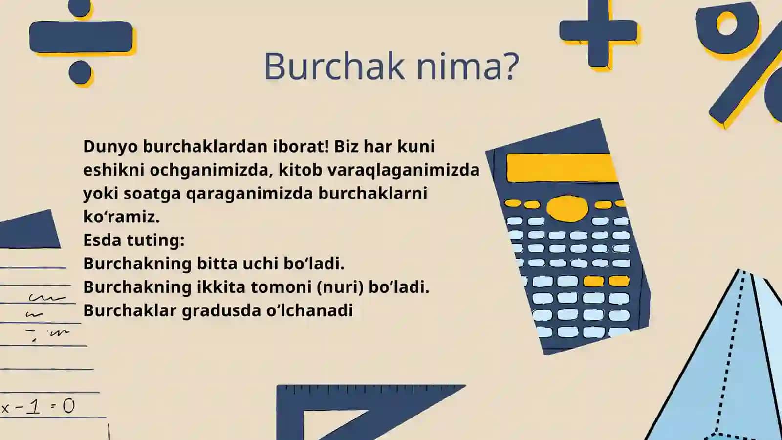 Matematika fanidan ochiq dars burchak 4