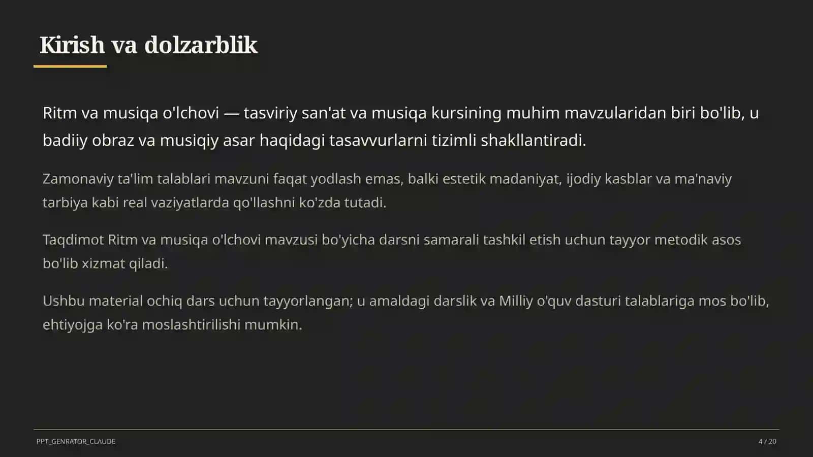 Ritm va musiqa o'lchovi (3-sinf) 4