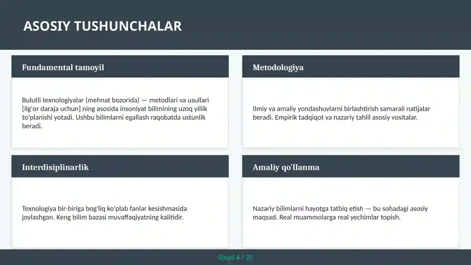 Bulutli texnologiyalar (mehnat bozorida) — metodlari va usullari [ilg'or daraja uchun] 4